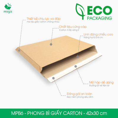 MPB6 - 42x30 cm - 20 phong bì carton đóng hàng - Bìa gói hàng, bìa cứng, bì thư | Magix Packaging