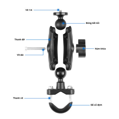 Bộ giá đỡ Gopro gắn tay lái xe máy, xe điện, xe đạp, xe đẩy Puluz PU701B, hàng chính hãng