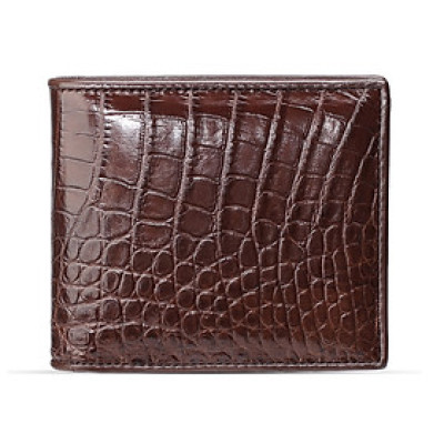 {DA CÁ SẤU THẬT} Bóp Da Cá Sấu Nam Màu Nâu Da Bụng - Ví Nam Da Cá Sấu Có Khoá Kéo Cao Cấp Dáng Ngang Thời Trang