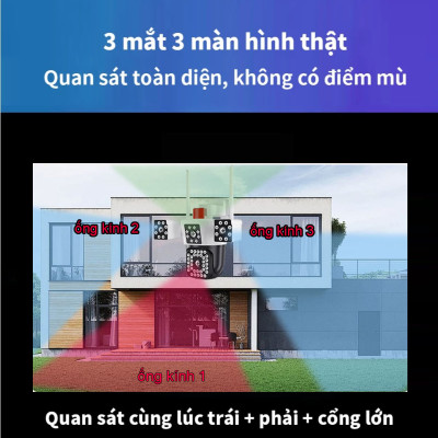 Camera Yoosee 3 Mắt Máy Bay Độc Lập Siêu Sắc Nét, Đêm Có Màu, Đàm Thoại Hai Chiều, Chống Nước Nhựa IP66, Hàng Nhập Khẩu