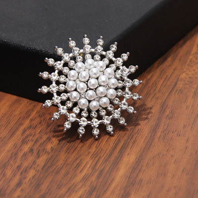 Ghim cài áo nữ, Trâm cài vest cao cấp hình hoa tuyết đính đá sang trọng