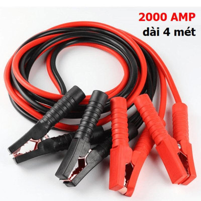 Dây Câu Kích Bình Ắc-Quy 2000AMP Dài 4m Cứu Hộ Ô Tô Xe Hơi Tặng Dây cáp kéo cứu hộ ô tô loại 3m