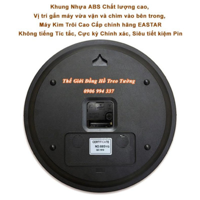 Đồng hồ EASTAR Tròn Lớn – Số nổi 3D có DẠ QUANG (*) – Máy KIM TRÔI - Bảo Hành 1 Năm - Tặng Pin Maxell