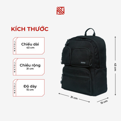 Balo nữ Dynamic Backpack B1 chính hãng NATOLI nhiều ngăn kháng nước siêu nhẹ thời trang phong cách cao cấp