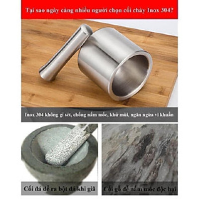 Bộ Cối Chày Inox 304 Chống Gỉ Linh Chi Bedding Cao Cấp Kèm Nắp Đậy Chống Ẩm Mốc Tiện Lợi