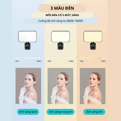 Đèn Trợ Sáng F6 Kẹp Điện Thoại / Laptop Dùng Để Livestream, Chụp Hình Có 3 Chế Độ Sáng - Hàng chính hãng