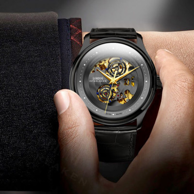 Đồng hồ nam chính hãng Lobinni L5025-1 Kính sapphire chống xước, Chống nước 50m, bảo hành 24 tháng, Máy cơ (Automatic), dây da đen xịn, máy lộ cơ