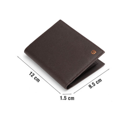 Bóp Da Nam Hàng Hiệu Chính Hãng Ví GENCE C13 Da Bò Cao Cấp Màu Nâu Dáng Dọc