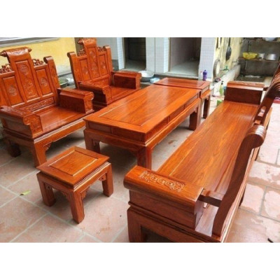 bộ bàn ghế âu á tay hộp gỗ gõ đỏ tay 10