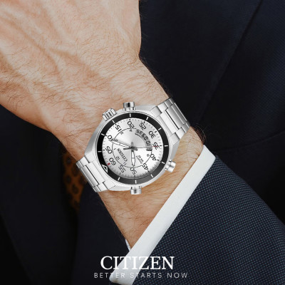 Đồng Hồ Nam Citizen Pin-Quartz Dây Thép Không Gỉ JM5470-58A - Mặt Trắng (44mm)