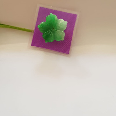 Mặt dây chuyền Mới Đẹp Bông Mai Xanh Lý đậm lam trắng bóng đẹp Đá cẩm thạch thiên nhiên Size 14mm x dầy 3mm Nữ bọc vàng làm mặt dây chuyền, mặt nhẫn đeo đẹp ạ