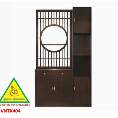 Vách ngăn phòng khách, vách ngăn tủ kệ bằng gỗm bình phong tranh VNTK404 - NỘI THẤT LẮP RÁP VIENDONGADV