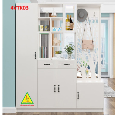 Vách ngăn phòng khách, vách ngăn tủ kệ bằng gỗ 4VTK03 - Nội thất lắp ráp Viendong adv