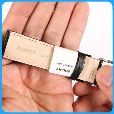 Dây Da Đồng Hồ ZRC Pháp Dòng BOSTON Da Bò Đen Vân Sần