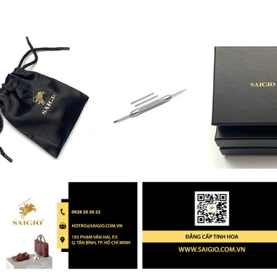 Dây Đồng Hồ Da Bò Cao Cấp, Kiểu Dáng Cổ Điển - Chỉ Trắng, Mặt Lót Chống Thấm Mồ Hôi, Tích Hợp Lớp Gia Cố Chống Giãn Đặc Biệt, Phụ Kiện Khóa và Chốt Bằng Thép Không Gỉ 316L - Hàng Chính Hãng SAIGIO