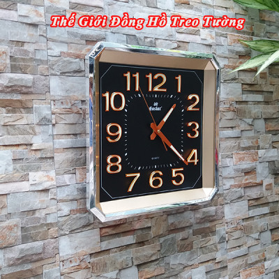Đồng Hồ Treo Tường Cao Cấp EASTAR Có DẠ QUANG Hình Vuông Cách Điệu - Máy KIM TRÔI NHẬT - Số Nổi 3D - Tặng Pin Maxell - BH 1 Năm