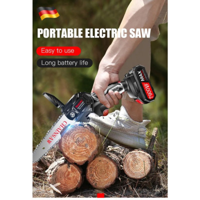 Máy Cưa Xích Điện Mini 6 Inch 3000W Kèm Pin cưa Gỗ Tỉa Cưa Một Tay Khai Thác Vườn Dụng Cụ Điện