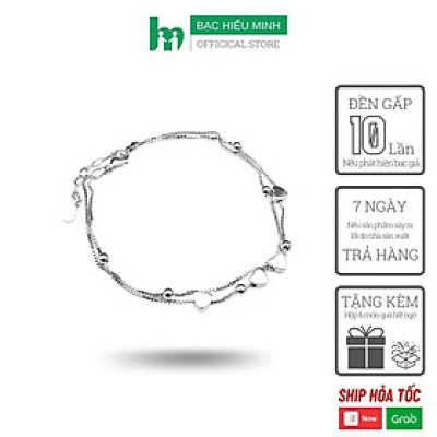 Lắc Tay Nữ Bạc Hiểu Minh LTU243 trái tim kép