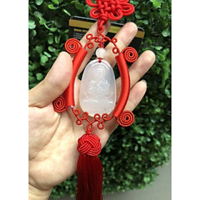 Treo Ô Tô Phật Như Lai Đại Nhật Mã Não Trắng tuổi Mùi, Thân