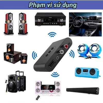 Thiết Bị Nhận Bluetooth, NFC Cho Loa Và Amply Hỗ Trợ Cổng 3.5mm, AV, USB Bộ Thu Phát Bluetooth 5.0 2 in 1 - Chế độ chuyển đổi linh hoạt, Âm Thanh HD, Độ Trễ Thấp, Khoảng Cách Trên 10m Chip thông minh, Cổng kết nối đa dạng RCA AUX USB - Hàng Chính Hãng