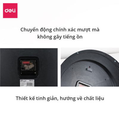 Đồng Hồ Treo Tường Kim Trôi Quazt Cao Cấp Deli Không Tiếng Ồn Có Bảo hành Kèm Móc Treo 9005