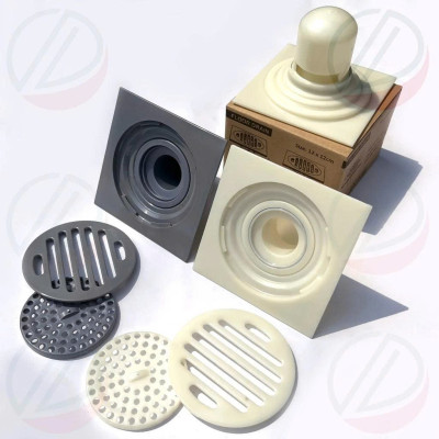 Hố Ga Phểu Thoát Sàn Lọc Rác Chống Hôi Bằng Nhựa ABS Không Lo Gỉ Sét - Nhiều màu mặt vuông 12x12cm