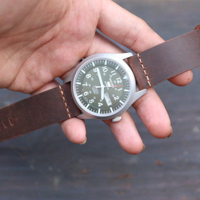 Dây đồng hồ da bò sáp ngựa điên Handmade