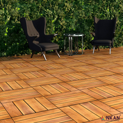 Vỉ Gỗ Lót Sàn Thương Hiệu ANKAN, Loại 4 Nan Lớn, Ván Sàn Gỗ Vỉ Nhựa Dùng Để Trang Trí Ban Công Ở Các Khu Chung Cư, Khu Nhà Ở Và Các Biệt Thự, Resort Cao Cấp, Siêu Bền, Hàng Xuất Khẩu Đi Mỹ