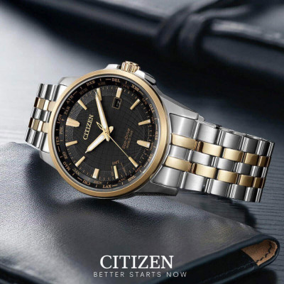 Đồng Hồ Nam Citizen World Time Eco-Drive BX1006-85E (41mm) - Dây Kim Loại - Kính Sapphire - Mặt Đen