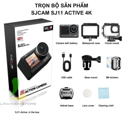 Camera hành trình Sjcam SJ11 Active 4K full HD DV Camera wifi - Máy quay hành động 2 màn hình, khả năng chống nước 30m - Hàng nhập khẩu