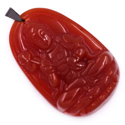 [Tuổi Ngọ] Mặt Dây Chuyền Phật Đại Thế Chí Bồ Tát Đá Mã Não Đỏ Size Nhỏ 3.6cm & Size Lớn 4.5cm - Tặng Kèm Móc Inox - Phong Thủy 868 - May Mắn - Bình An