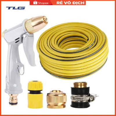 Bộ dây vòi xịt nước tưới cây rửa xe,tăng áp 3 lần, loại 3-5m (cút nhựa nối đồng nhựa) 206846