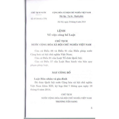 Sách - Luật Hôn Nhân Và Gia Đình Năm 2014 - NXB Chính Trị Quốc Gia