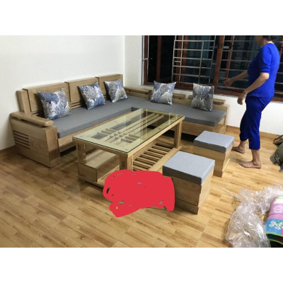 Bộ bàn ghế phòng khách tay trứng góc liền