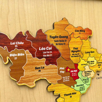 [KOSUYTU] Bản Đồ Việt Nam Bằng Gỗ - 34 Tỉnh Thành Mới – KT 40 x 60 CM