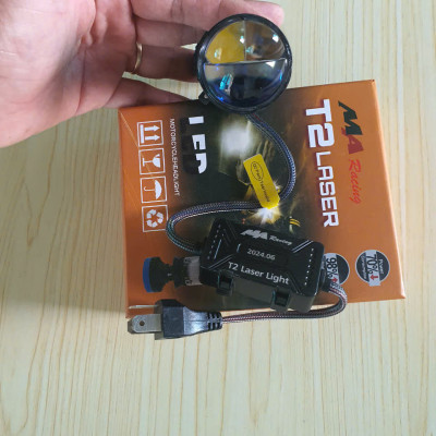 Đèn Pha Bi Led T2 Laser MA Racing bản mới 2024 80W có trợ pha laser tâm vàng sáng mạnh