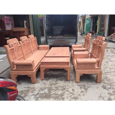 bộ bàn ghế âu á tay hộp gỗ gõ đỏ tay 10