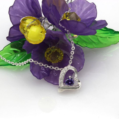 Dây Và Mặt Dây Chuyền Bạc Hiểu Minh DMD323 trái tim màu tím bạc ta