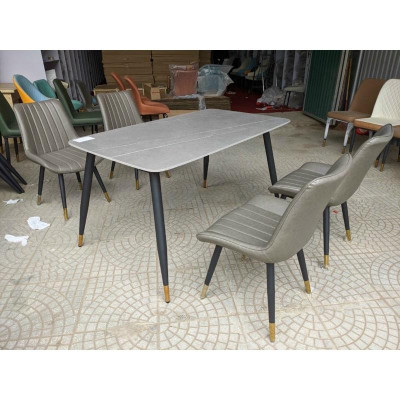 bộ bàn ghế loft trám  bàn mặt đá