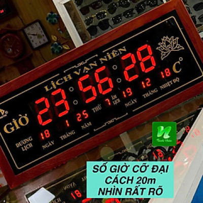 Đồng hồ LED LỊCH VẠN NIÊN khung gỗ  size 72x5x30cm đẹp sang trọng