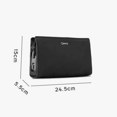 Clutch, Ví Cầm Tay Thời Trang Nam Da Bò Khóa Vân Tay Cao Cấp RB06 Đen