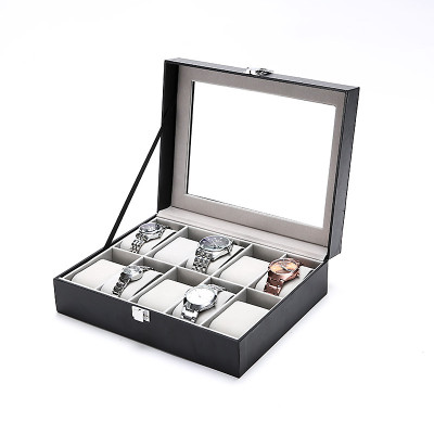 Hộp Đựng Đồng Hồ 10 Cái SAIKE SAIKE S108 Vỏ Da Màu Đen Lót Xám