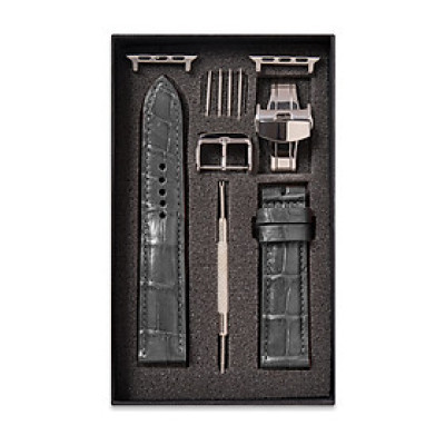 Dây Đồng Hồ Thay Thế Dành Cho Apple Watch 48 Ultra 45/44/42mm - 41/40/38mm, Chất Liệu Da Cá Sấu Cao Cấp Màu Xám Tương Thích Các Phiên Bản Series 8/7/6/5/4/3/2/1/SE Bảo Hành 12 Tháng 