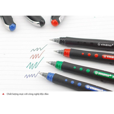 Hộp 10 Bút bi ký STABILO bl@ck F 0.7mm (BLKF/10) - Đỏ