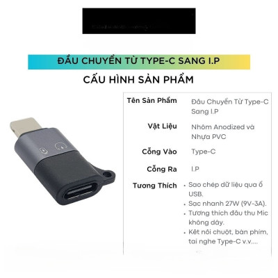 Đầu chuyển đổi Cho Micro Thu Âm Không Dây từ Type C sang Lightningg (i.phone) type c sang ios Jack Dây KHÔNG DÙNG CHO TAI NGHE - Hàng Nhập Khẩu