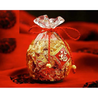 Túi vàng lá Thần Tài phong thủy sung túc tài lộc trang trí  - Hàng chính hãng