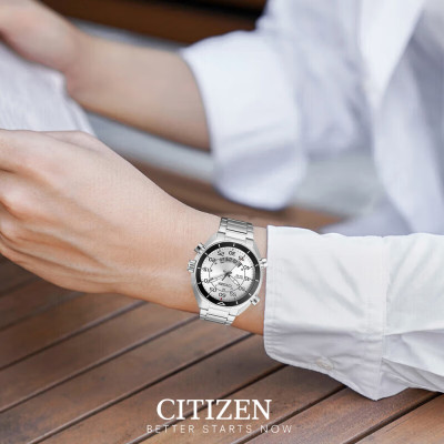 Đồng Hồ Nam Citizen Pin-Quartz Dây Thép Không Gỉ JM5470-58A - Mặt Trắng (44mm)