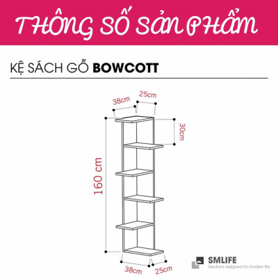Giá sách cao cấp bằng gỗ SMLIFE Bowcotts