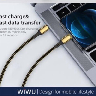 Cáp WiWu Golden Data Cable GD-102 Cáp USB to Micro, Hỗ trợ Sạc Nhanh, Mạ Vàng 18K - Hàng Chính Hãng