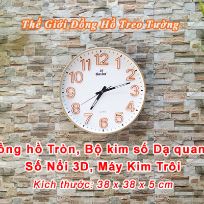 Đồng Hồ KIM TRÔI DẠ QUANG EASTAR Cao Cấp Mặt Tròn Lớn 38 cm – Số nổi 3D - Decor Trang Trí Nhà - Tặng Pin Maxell